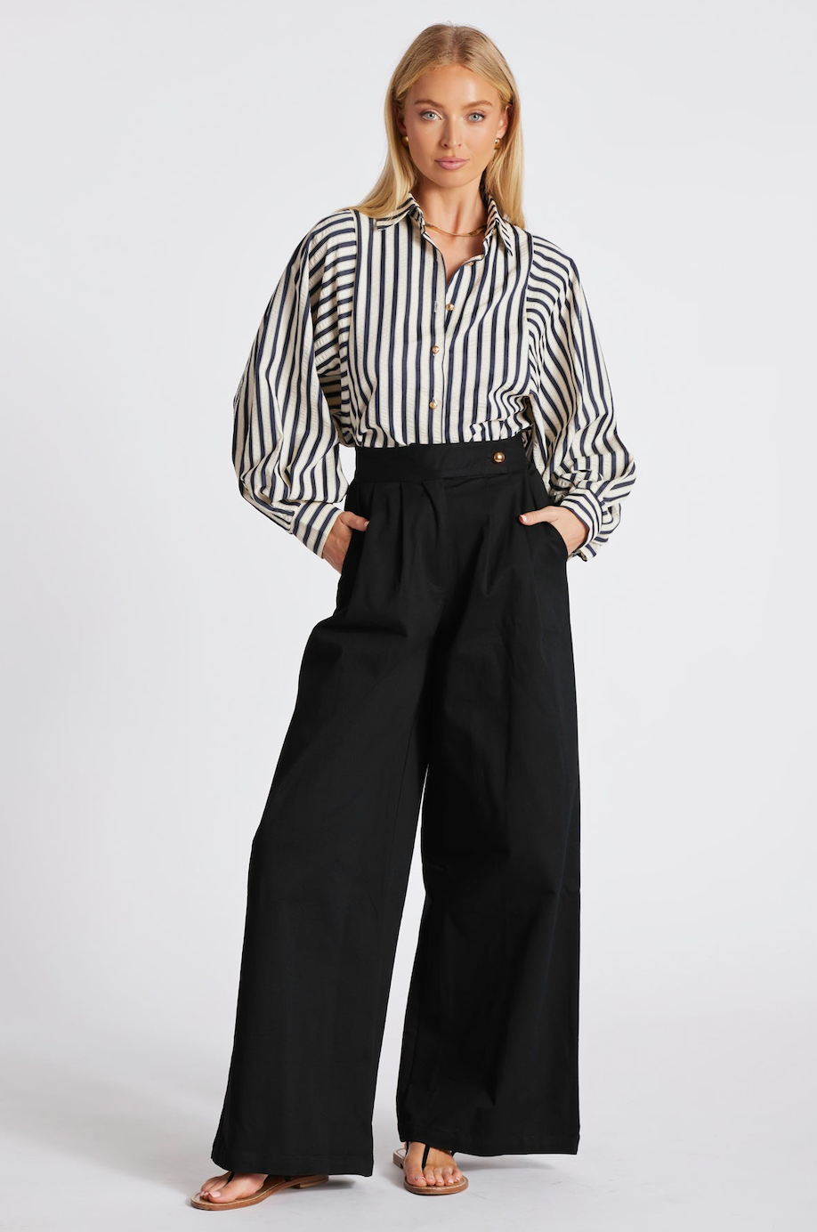 Aly Striped Top-Navy