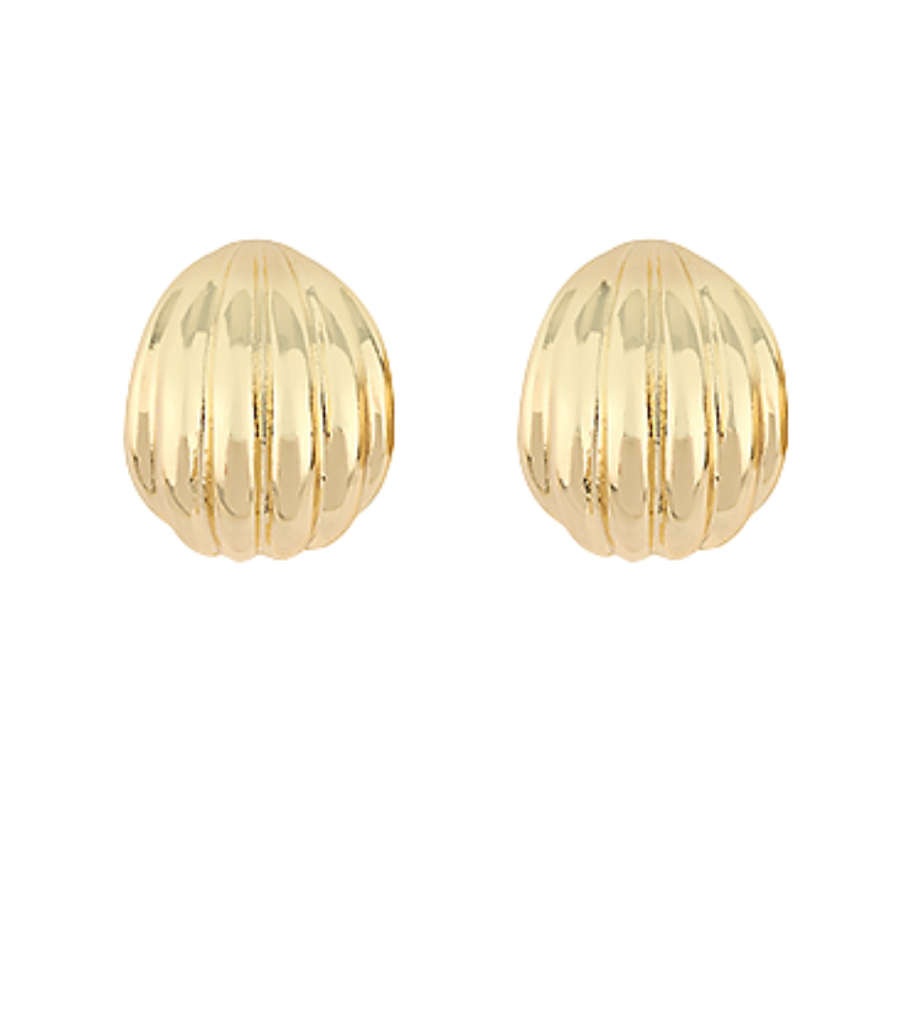 Ribbed Curve Hoops-Gold