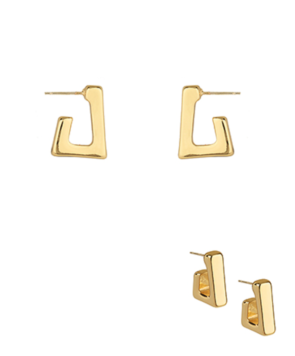 Trapezoid Metal Hoops-Gold