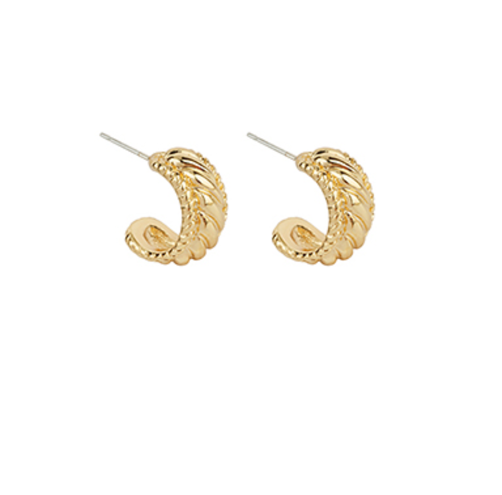 Textured Hoops-Gold