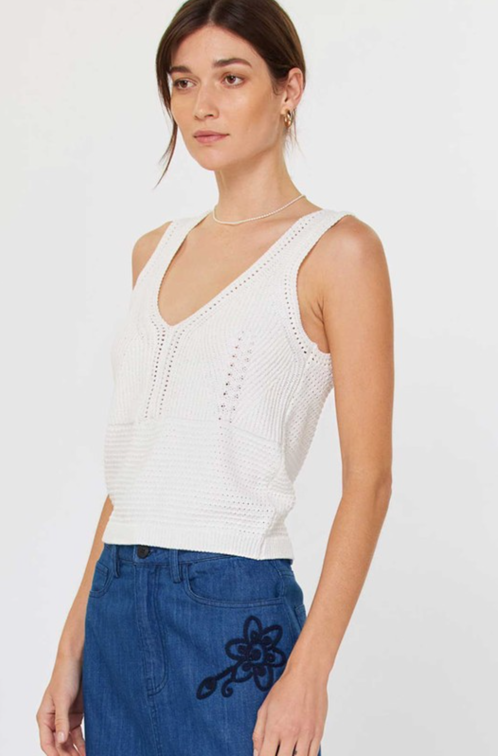 Ava Tank Top-Ivory