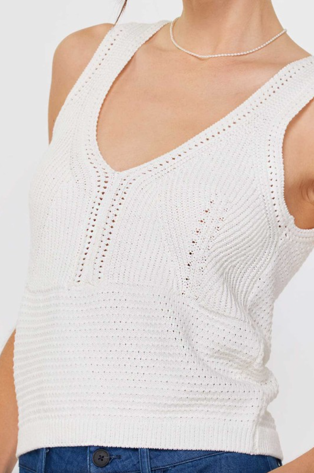 Ava Tank Top-Ivory