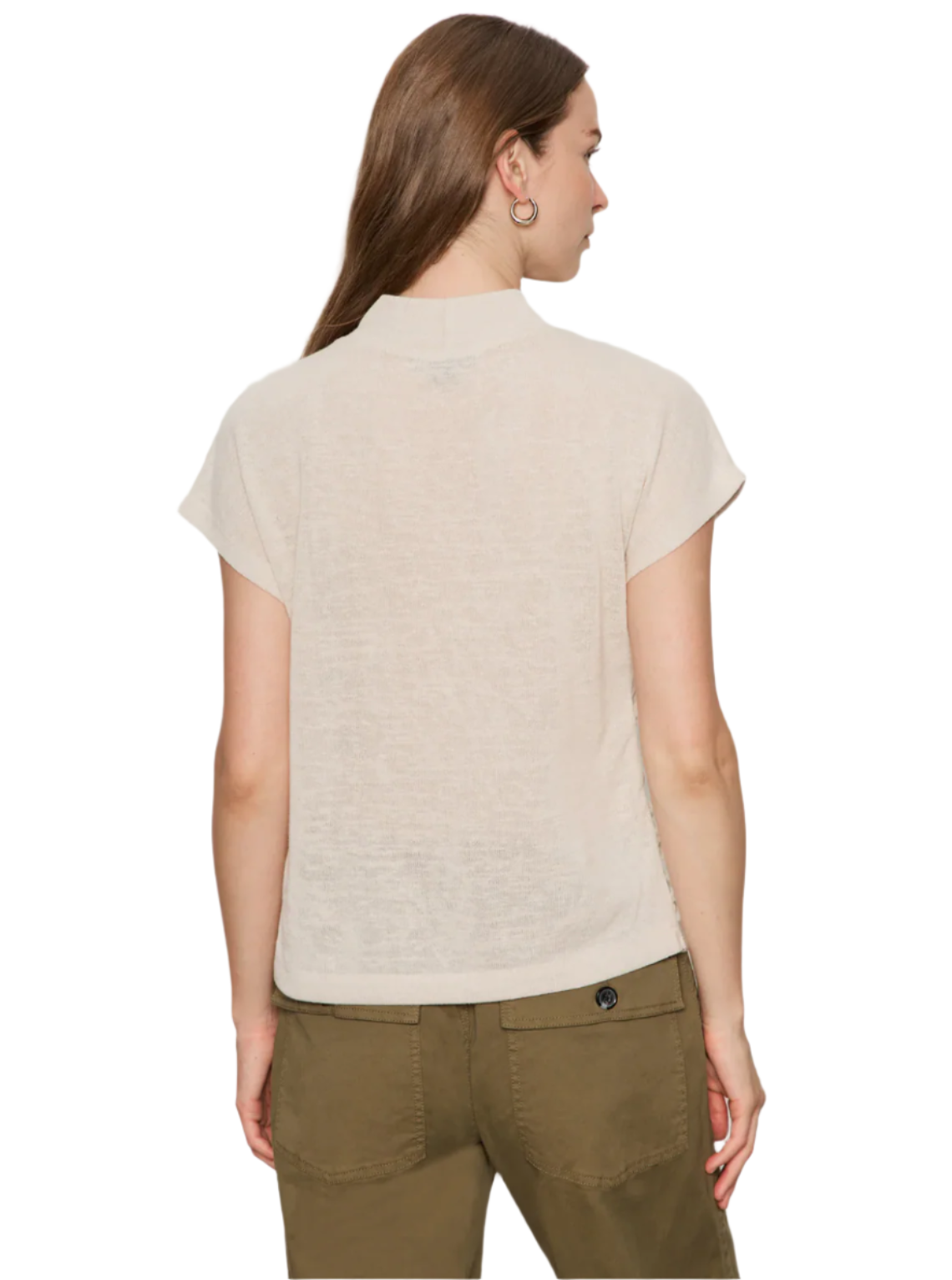 Draped Sleeveless Mock Neck Top-Oat