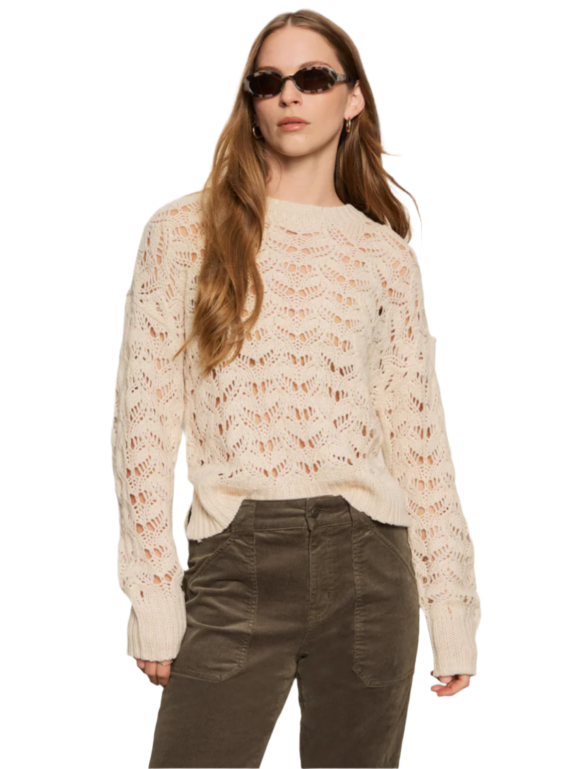 Boheme Open Stitch Sweater-Light Oat