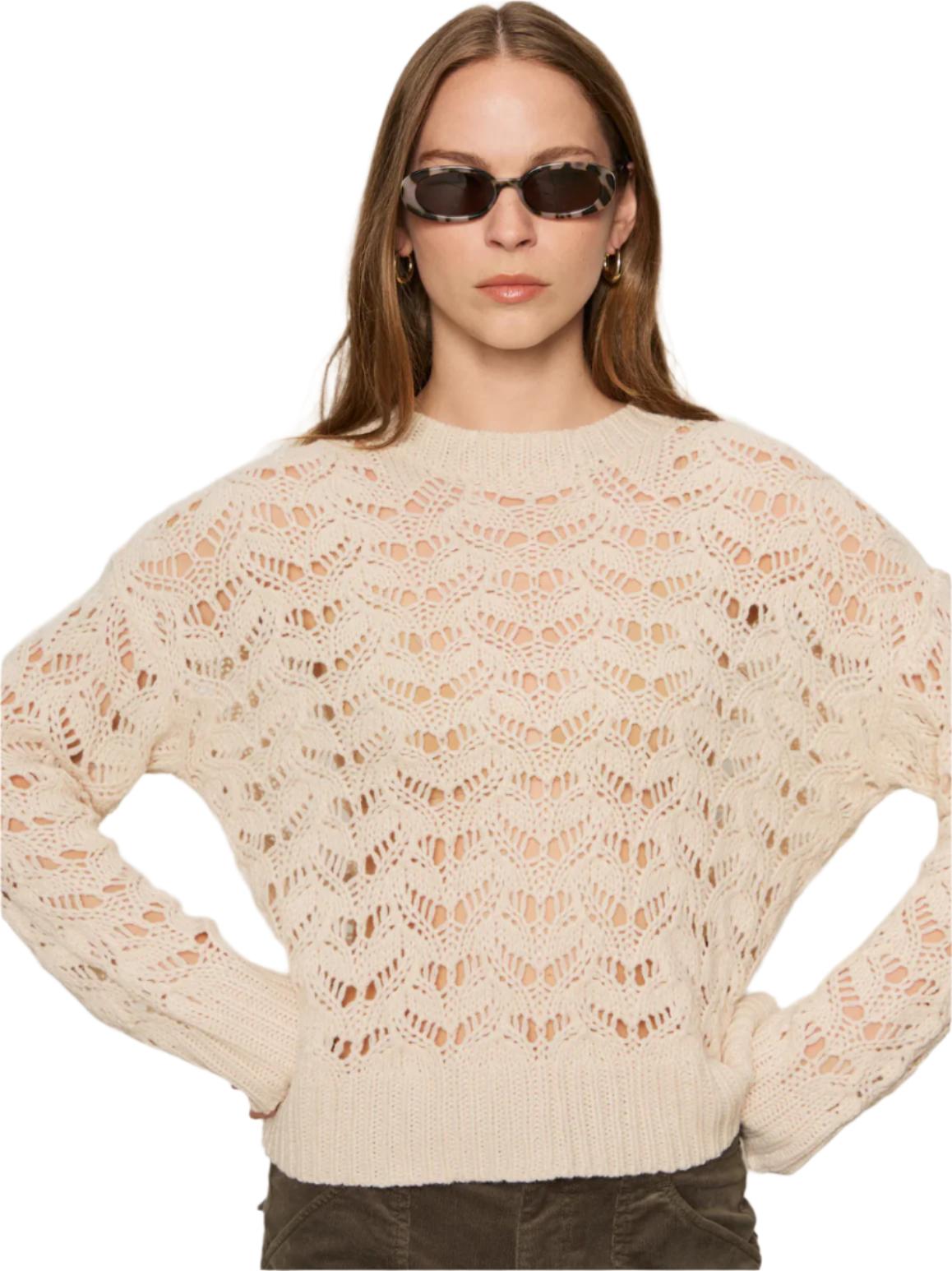 Boheme Open Stitch Sweater-Light Oat