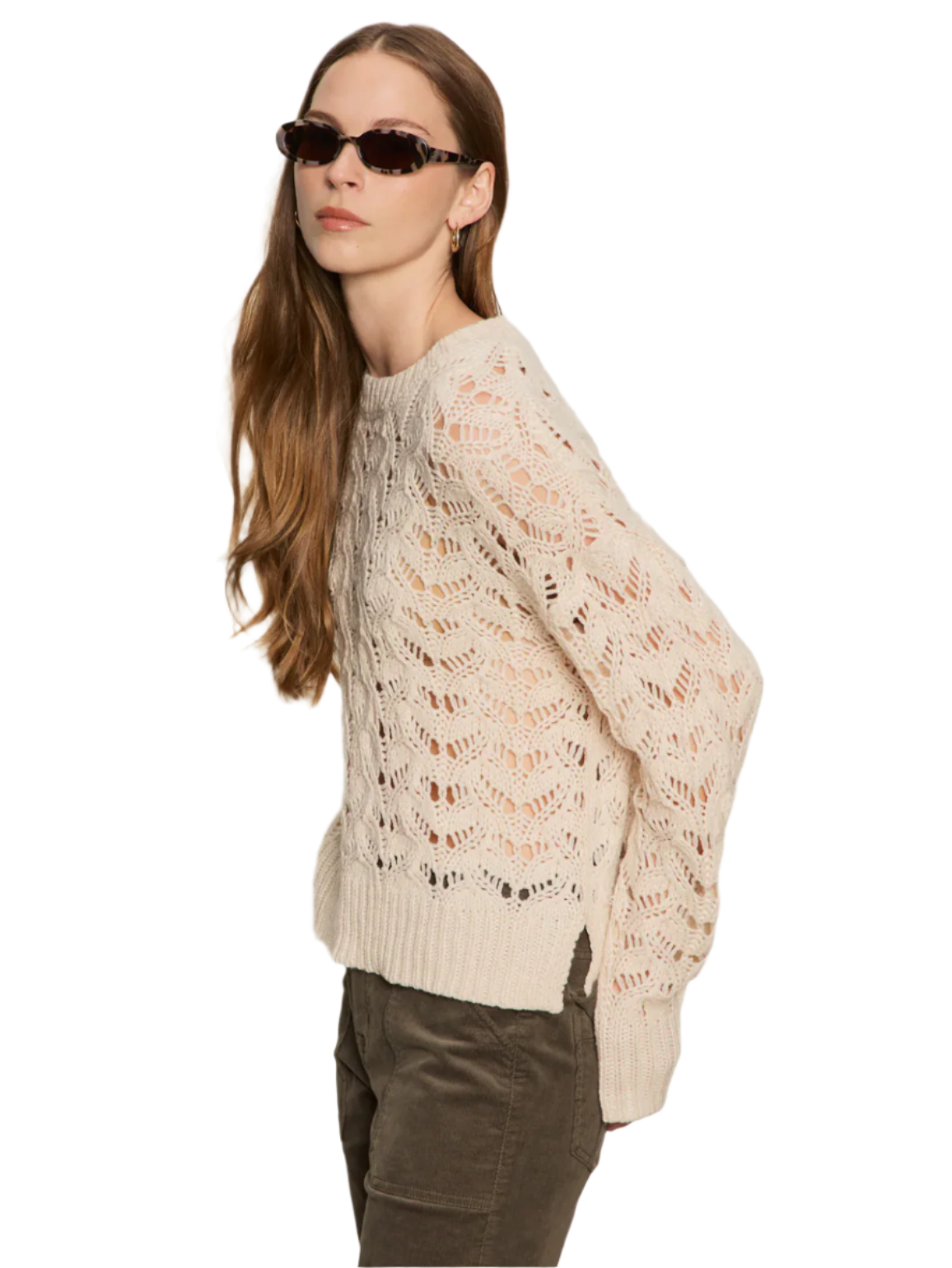 Boheme Open Stitch Sweater-Light Oat