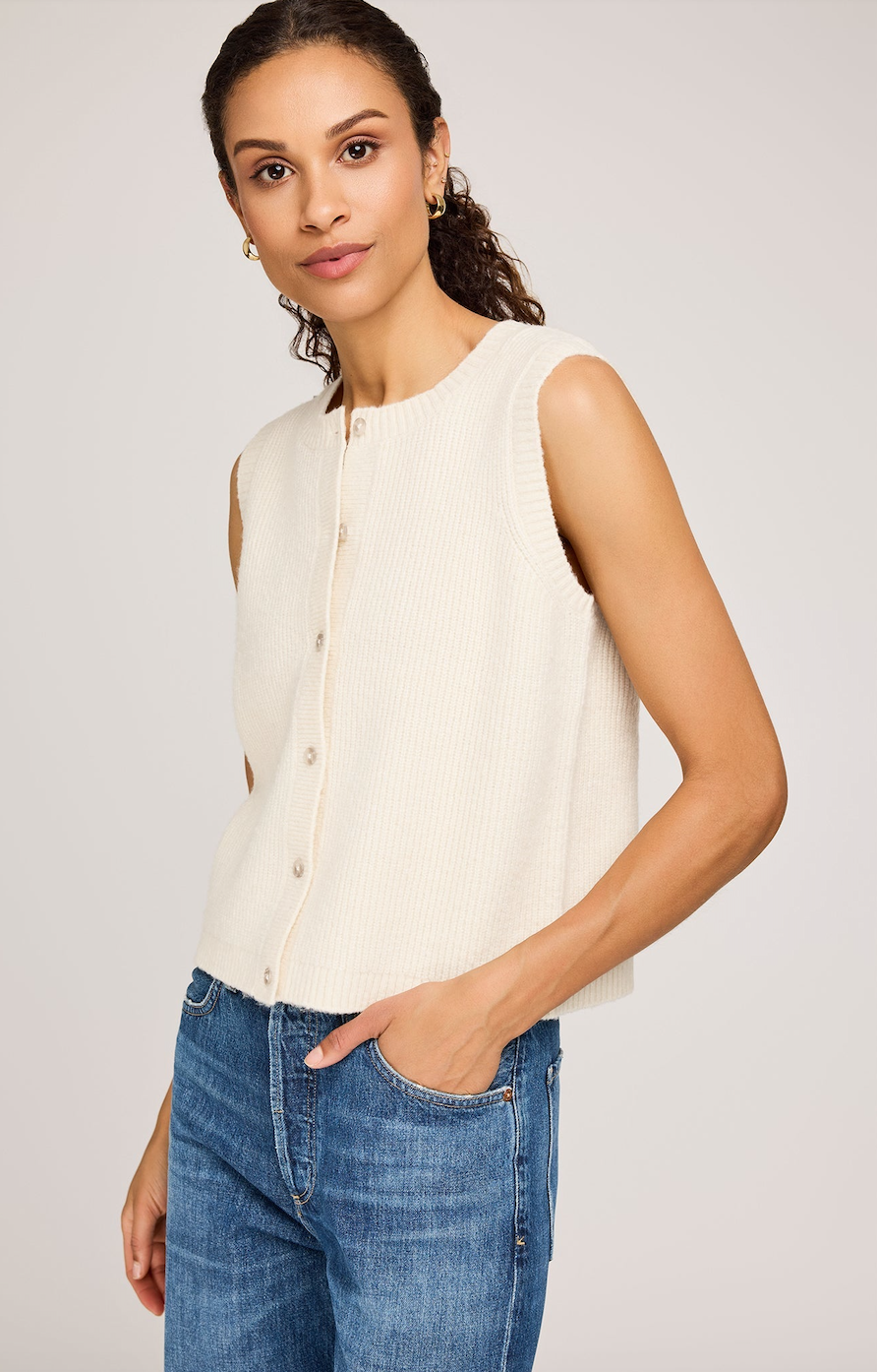 Winnie Sweater Vest-Cream