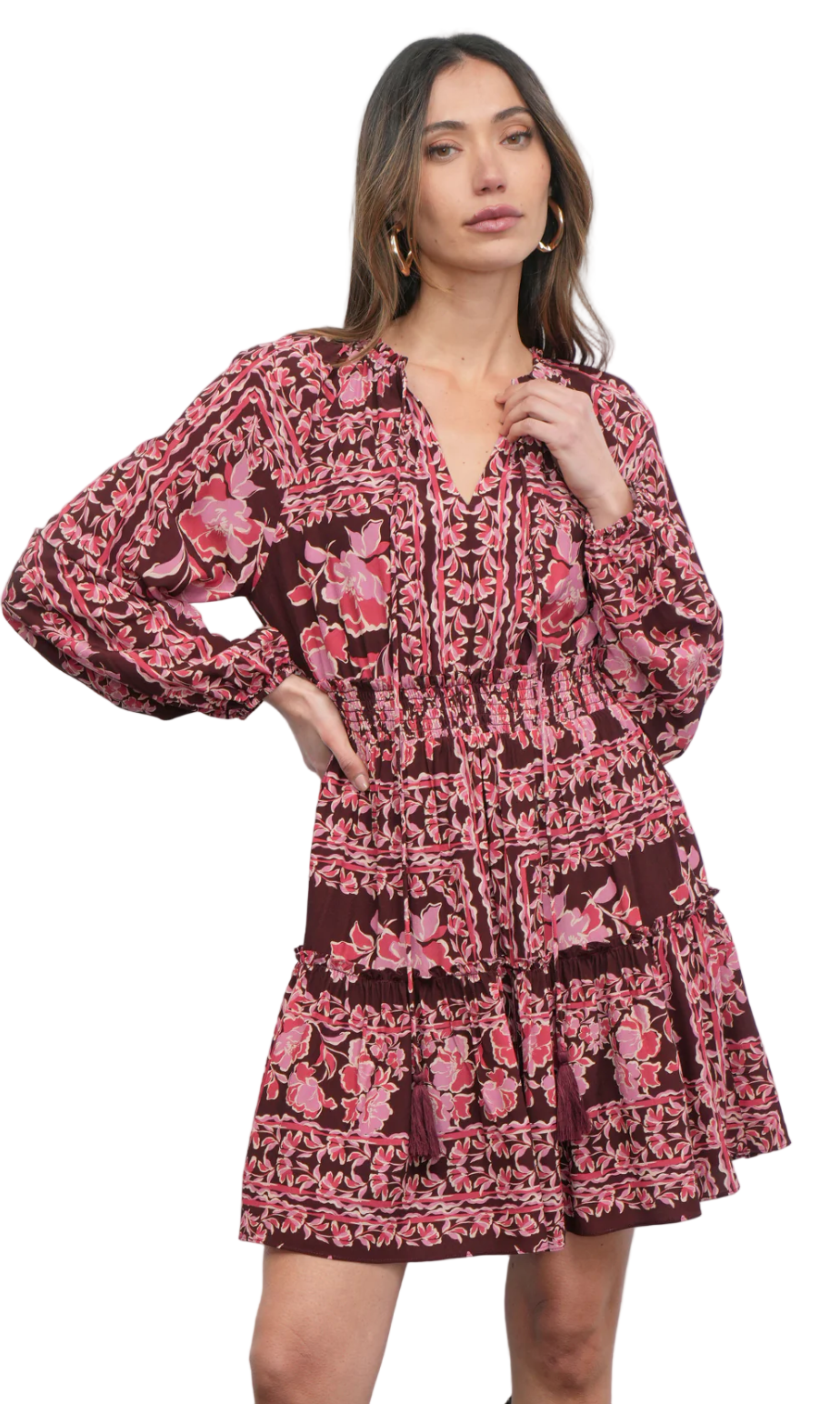 Ringo Mini Dress-Maroon