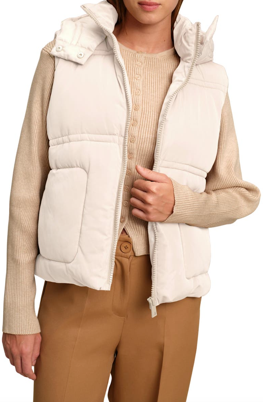 Travis Puffer Vest-Cream
