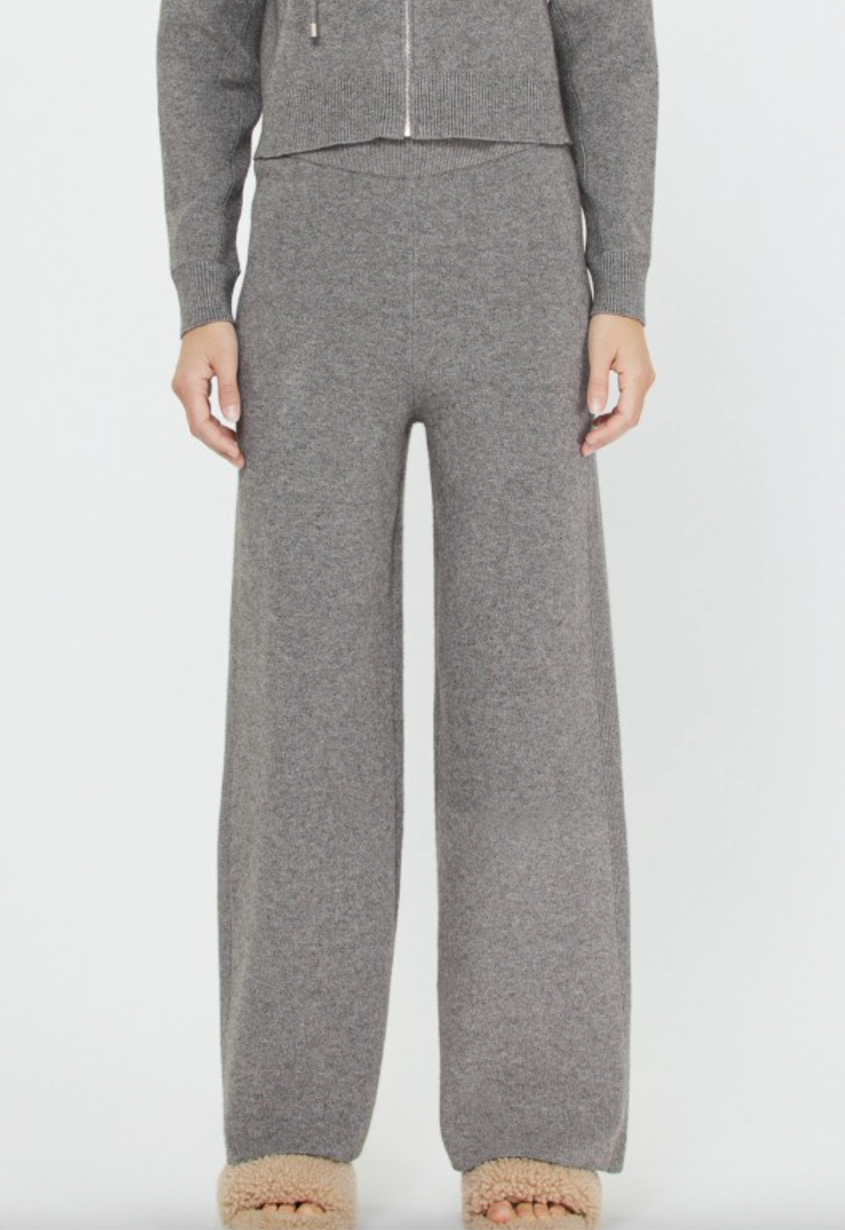 Wide Leg Knit Pants-Grey
