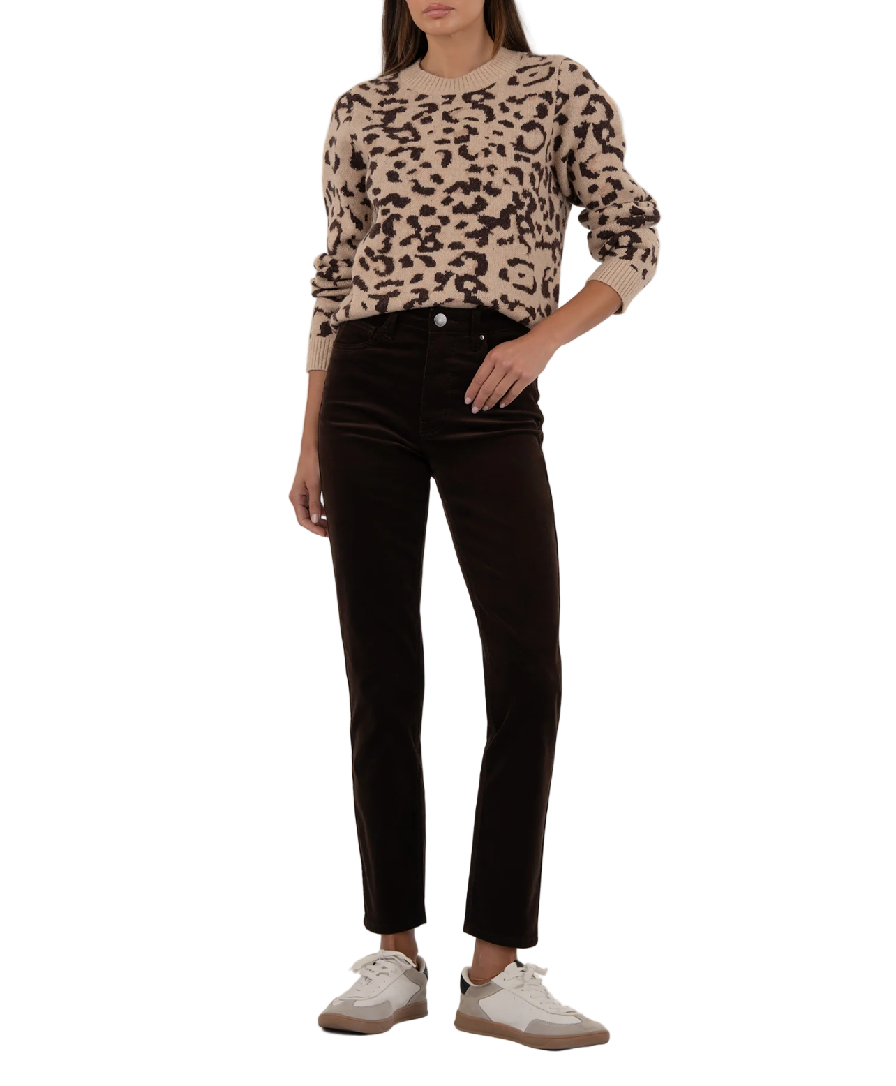 Gisela Animal Print Sweater-Brown