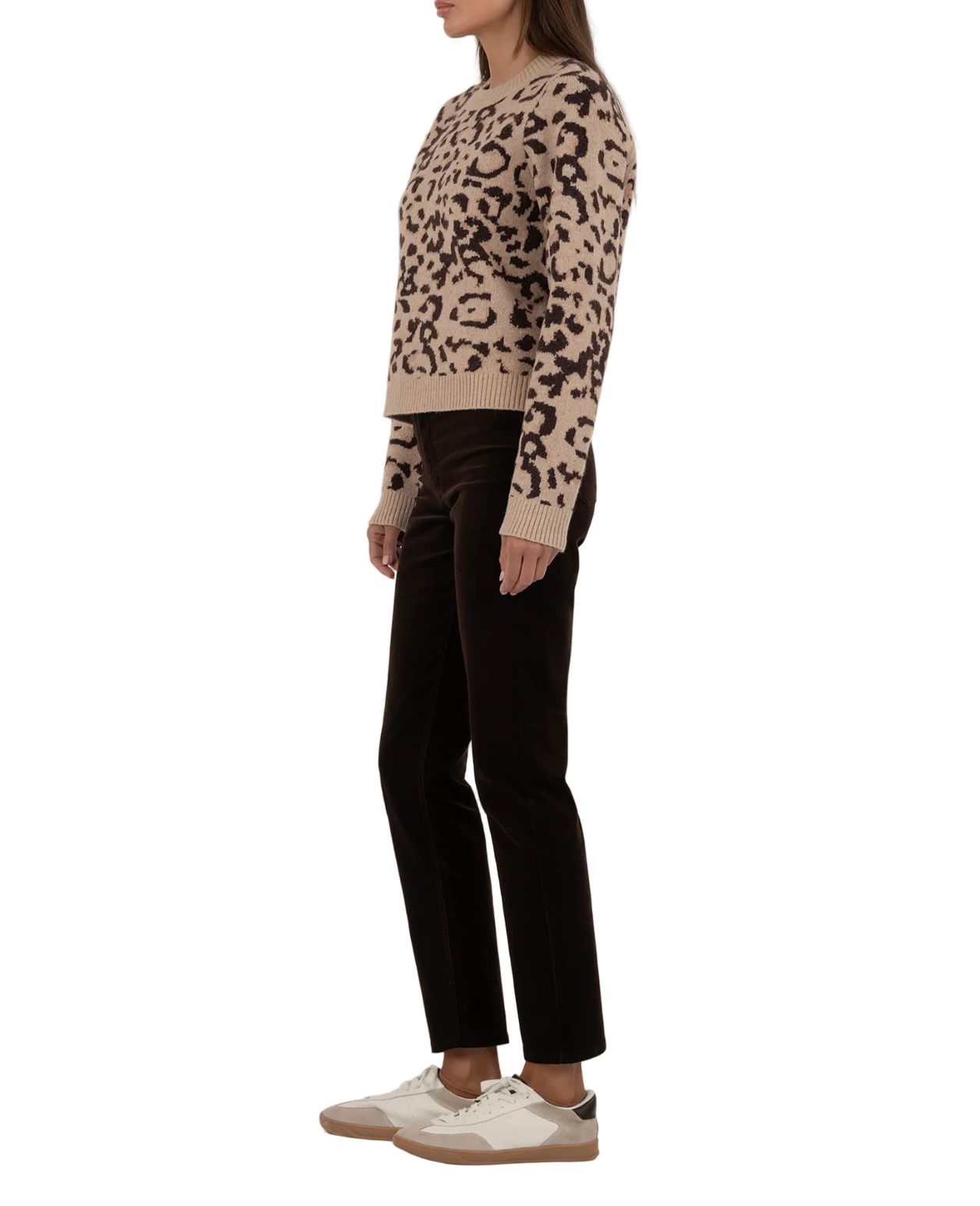 Gisela Animal Print Sweater-Brown