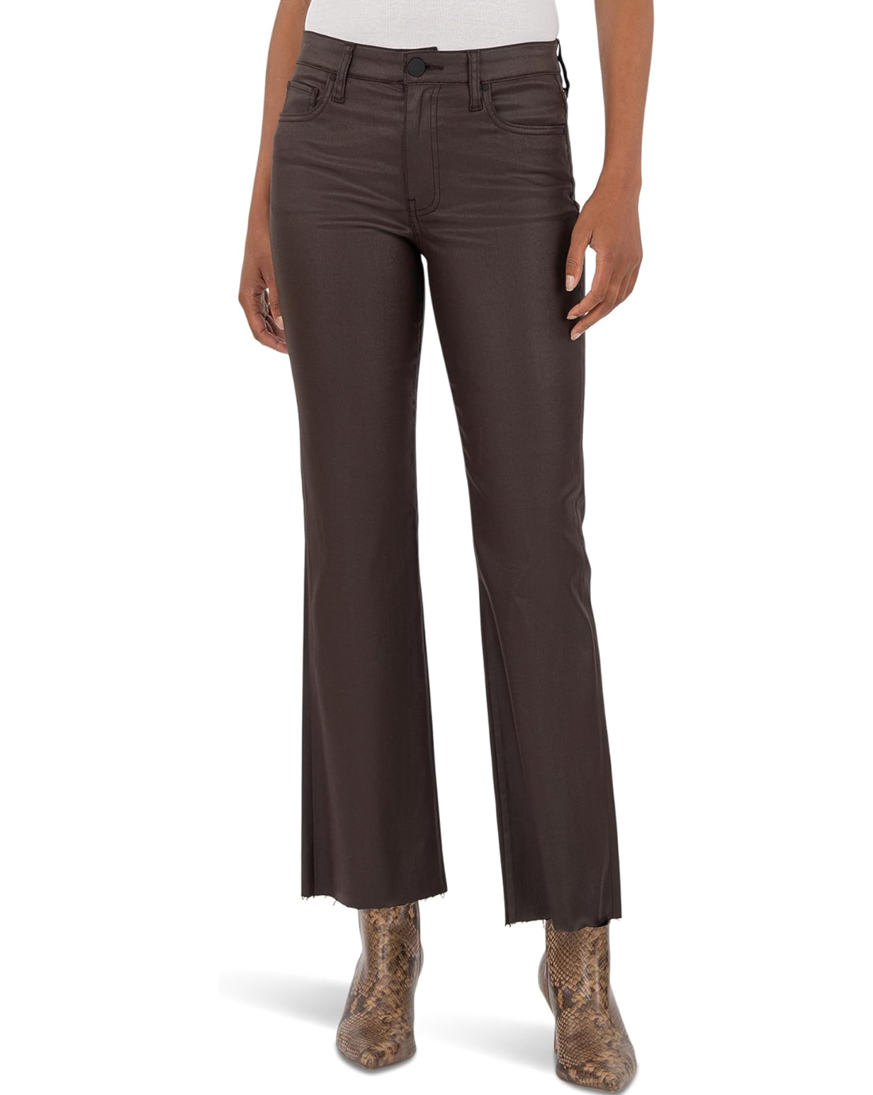 Kelsey Coated Ankle Flare-Chocolate