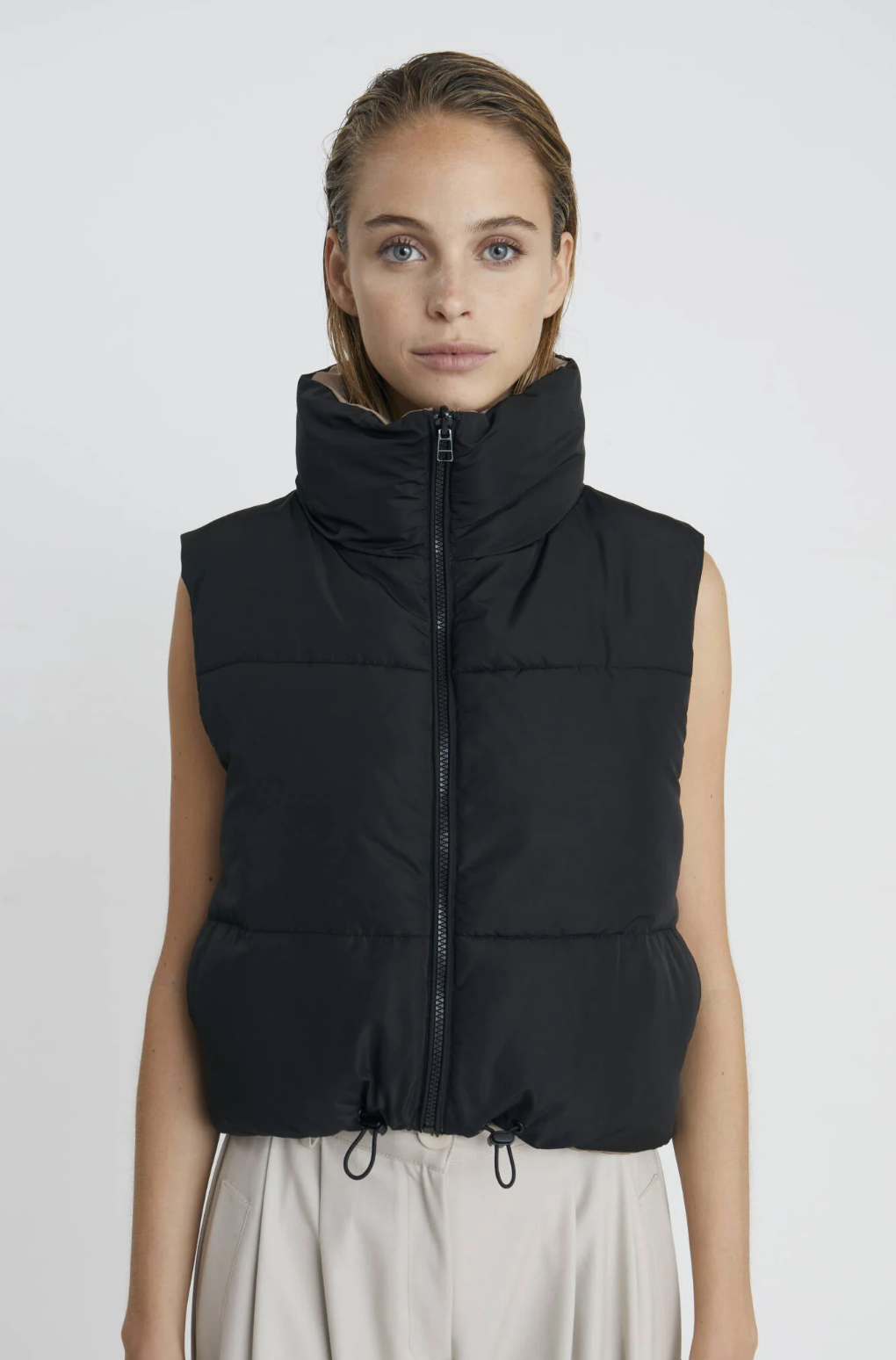 Kansas Reversible Gilet-Taupe/Black