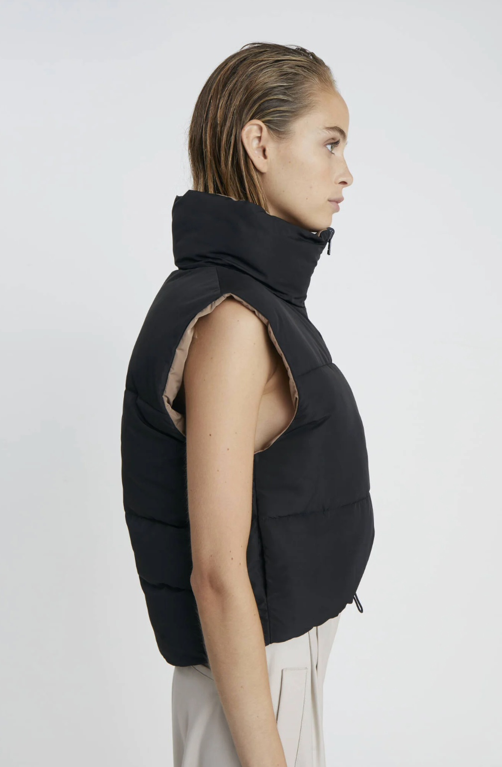 Kansas Reversible Gilet-Taupe/Black