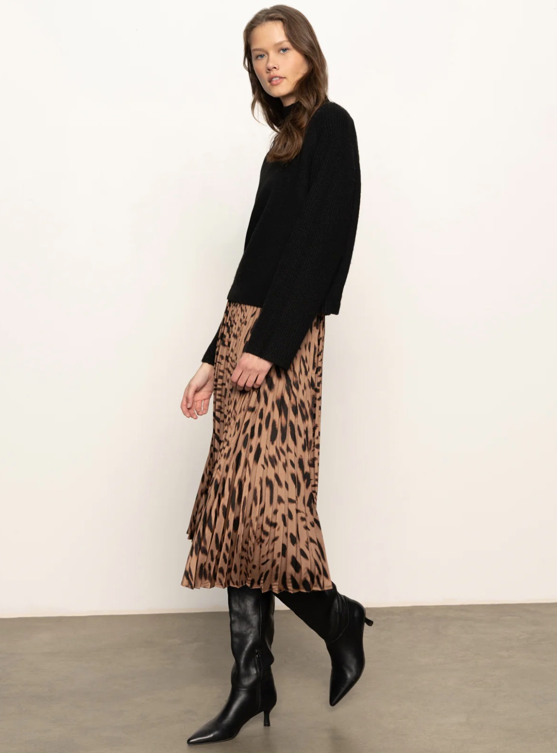 Nostalgia Leopard Print Skirt-Brown