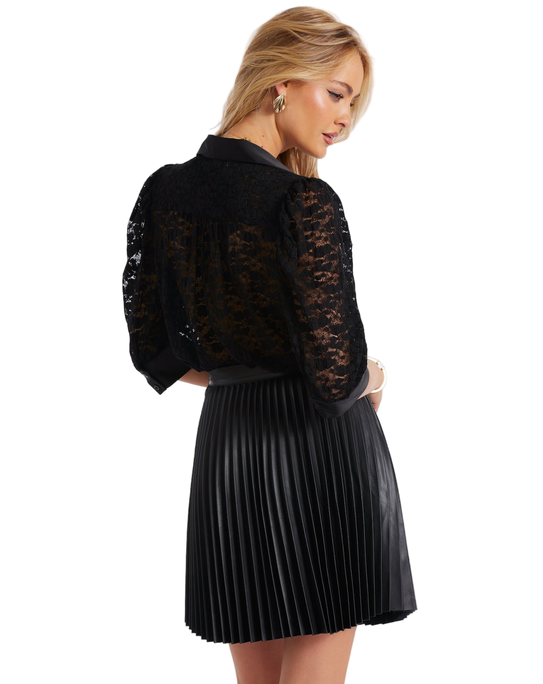 Nouvelle Pleat Skirt-Black