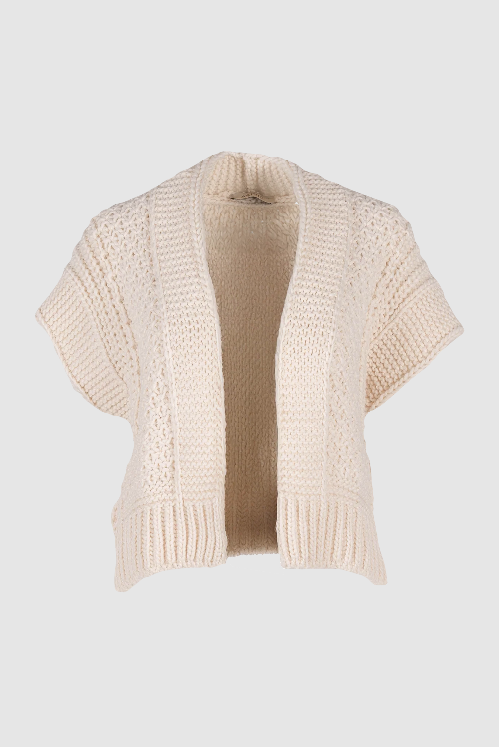 Short Sleeve Open Cardigan-Oatmeal