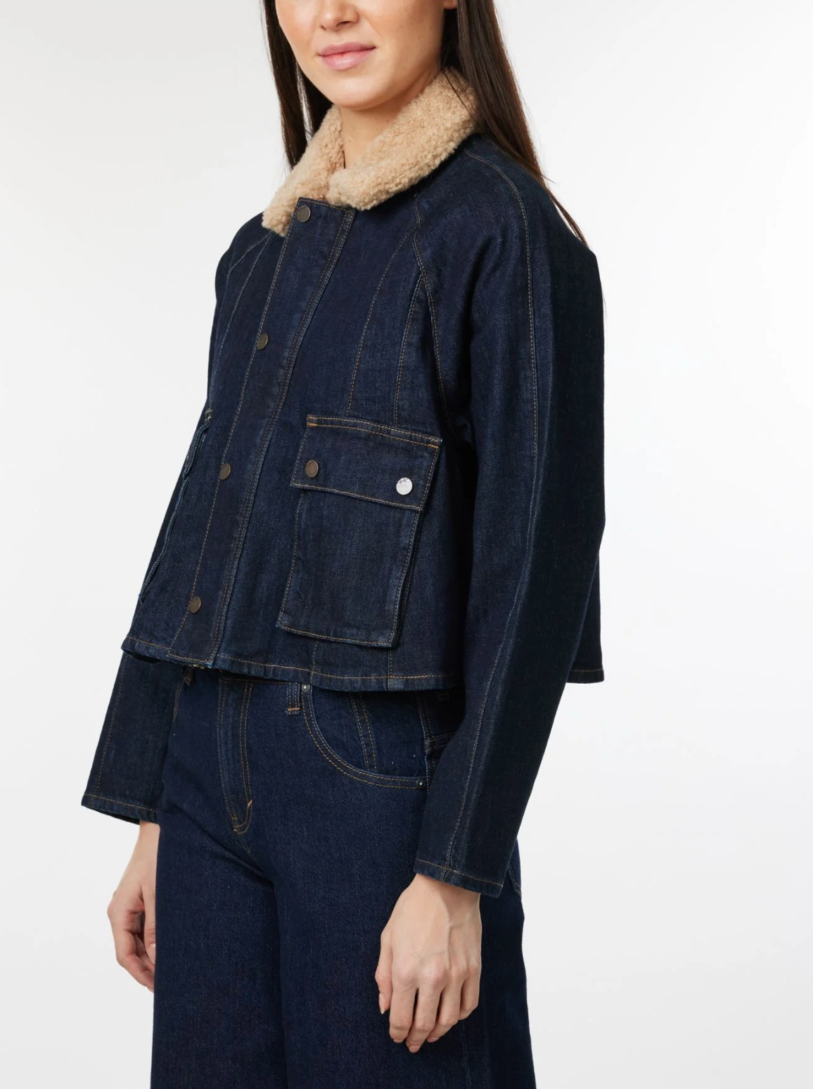 Cropped Barn Jacket-Dark Denim
