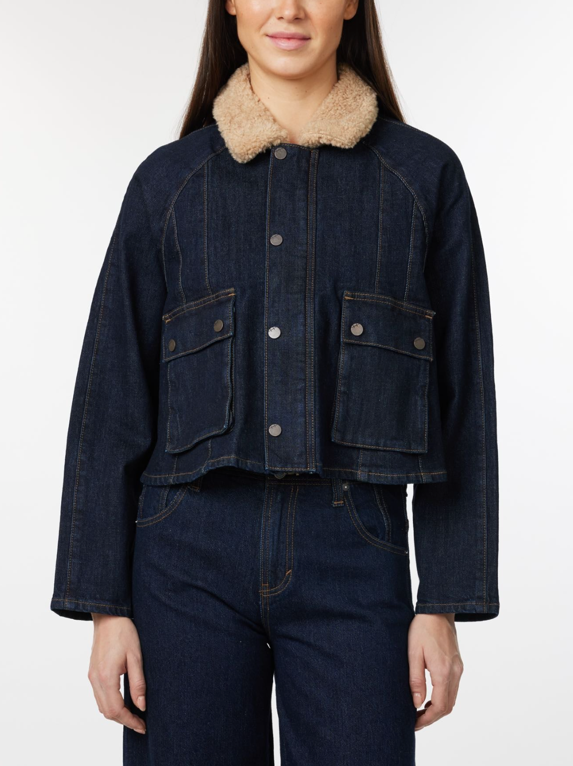 Cropped Barn Jacket-Dark Denim