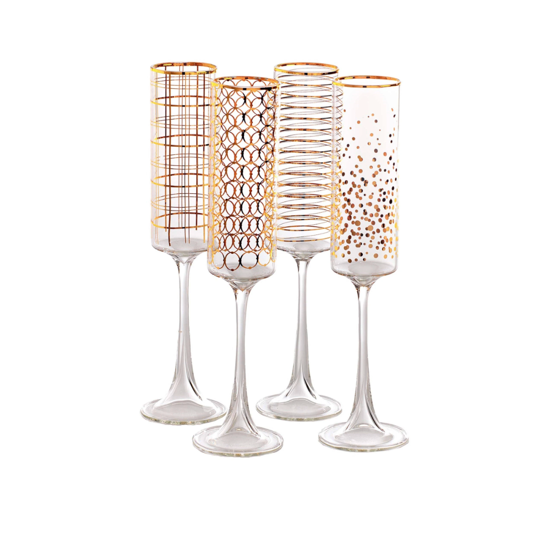 Gold Champagne Flutes (4 Styles)