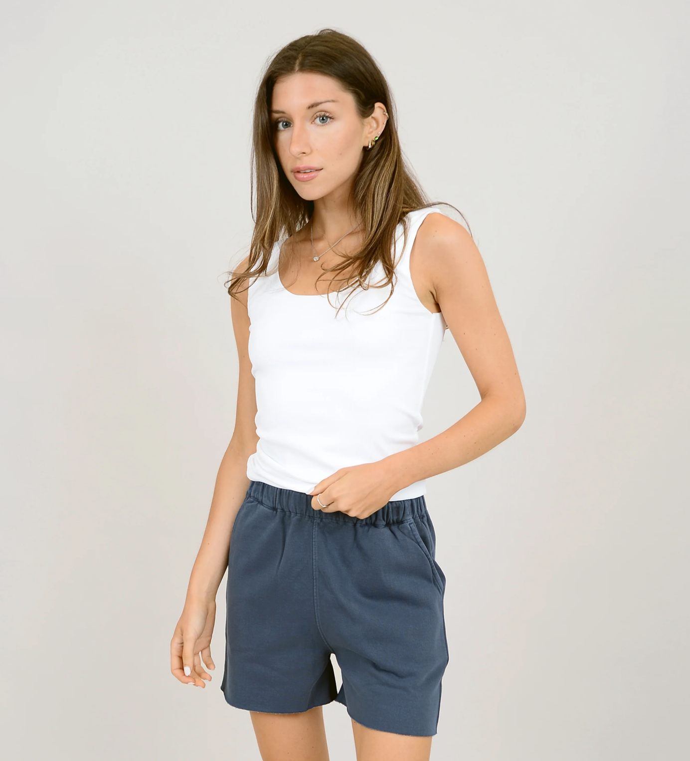 Tanith Ribbed Tank-White