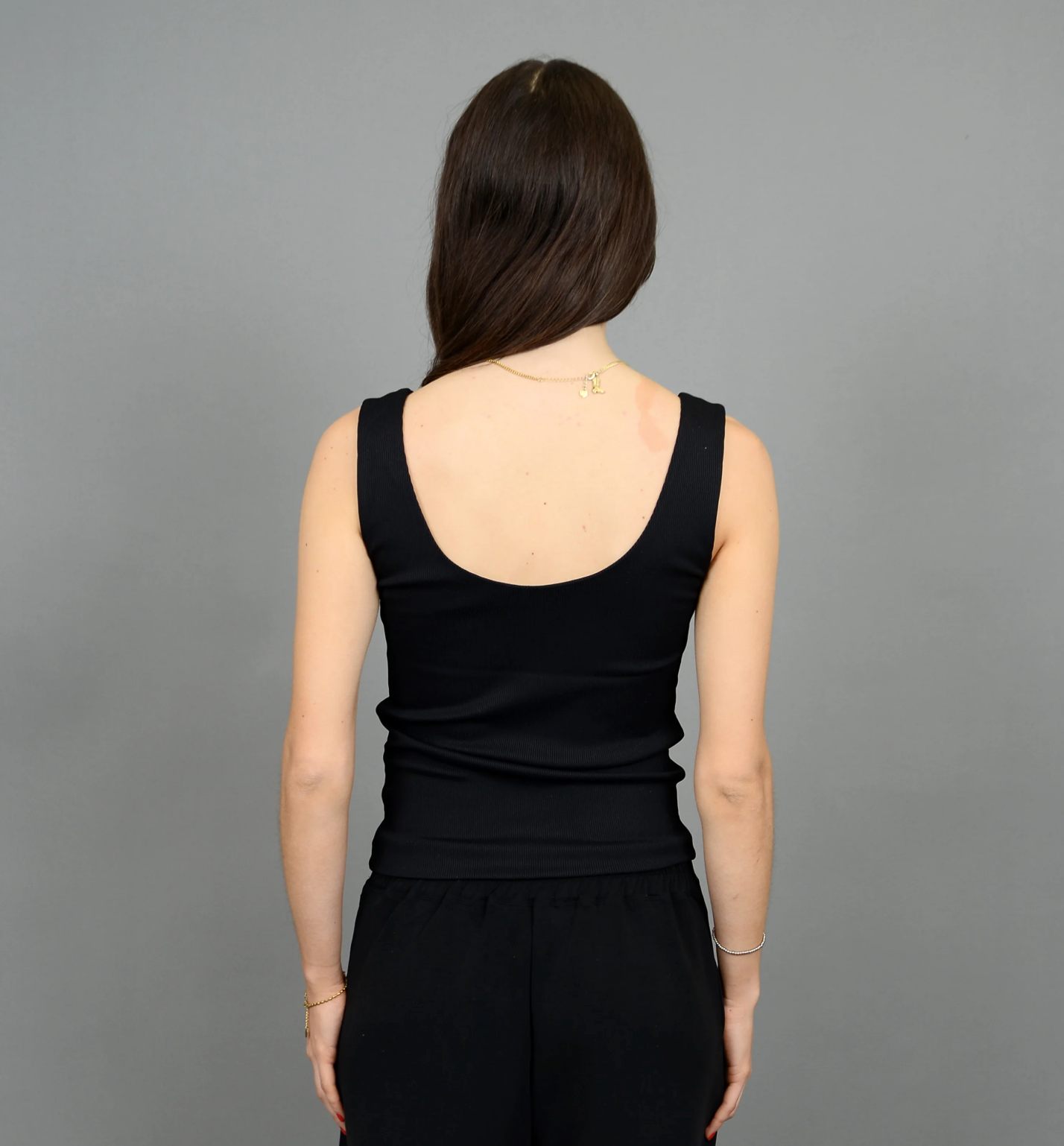Tanith Ribbed Tank-Black