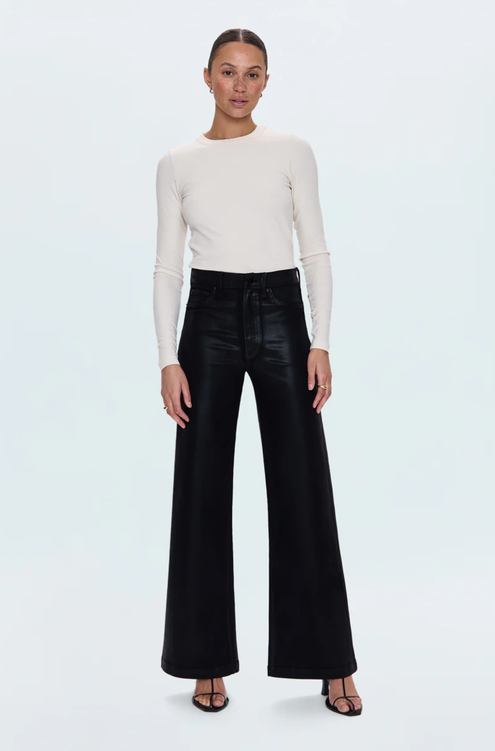 Lana Wide Leg-Coated Noir