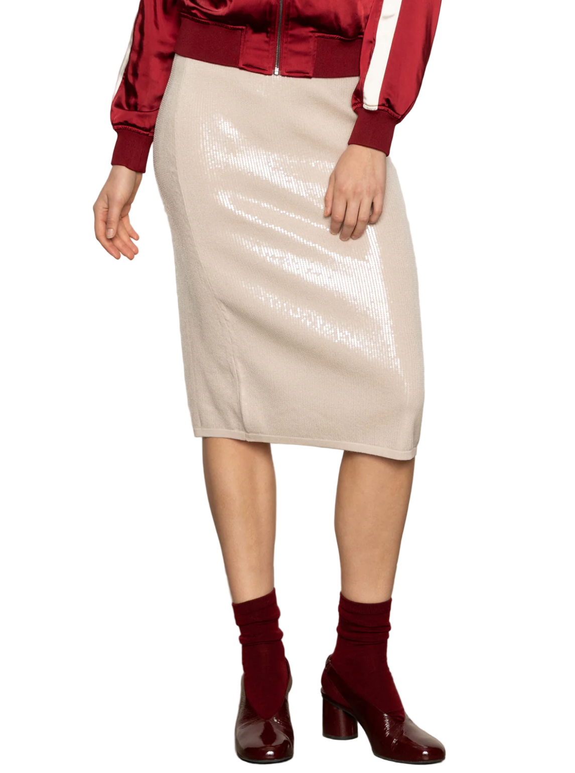 Sequin Pencil Skirt-Champagne