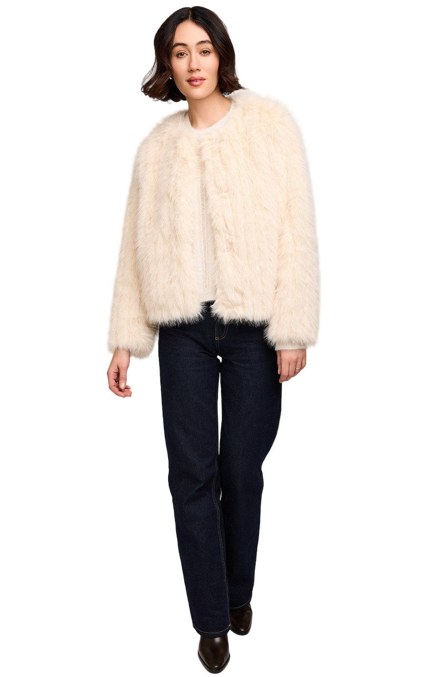 Uma Faux Fur Jacket-Bone