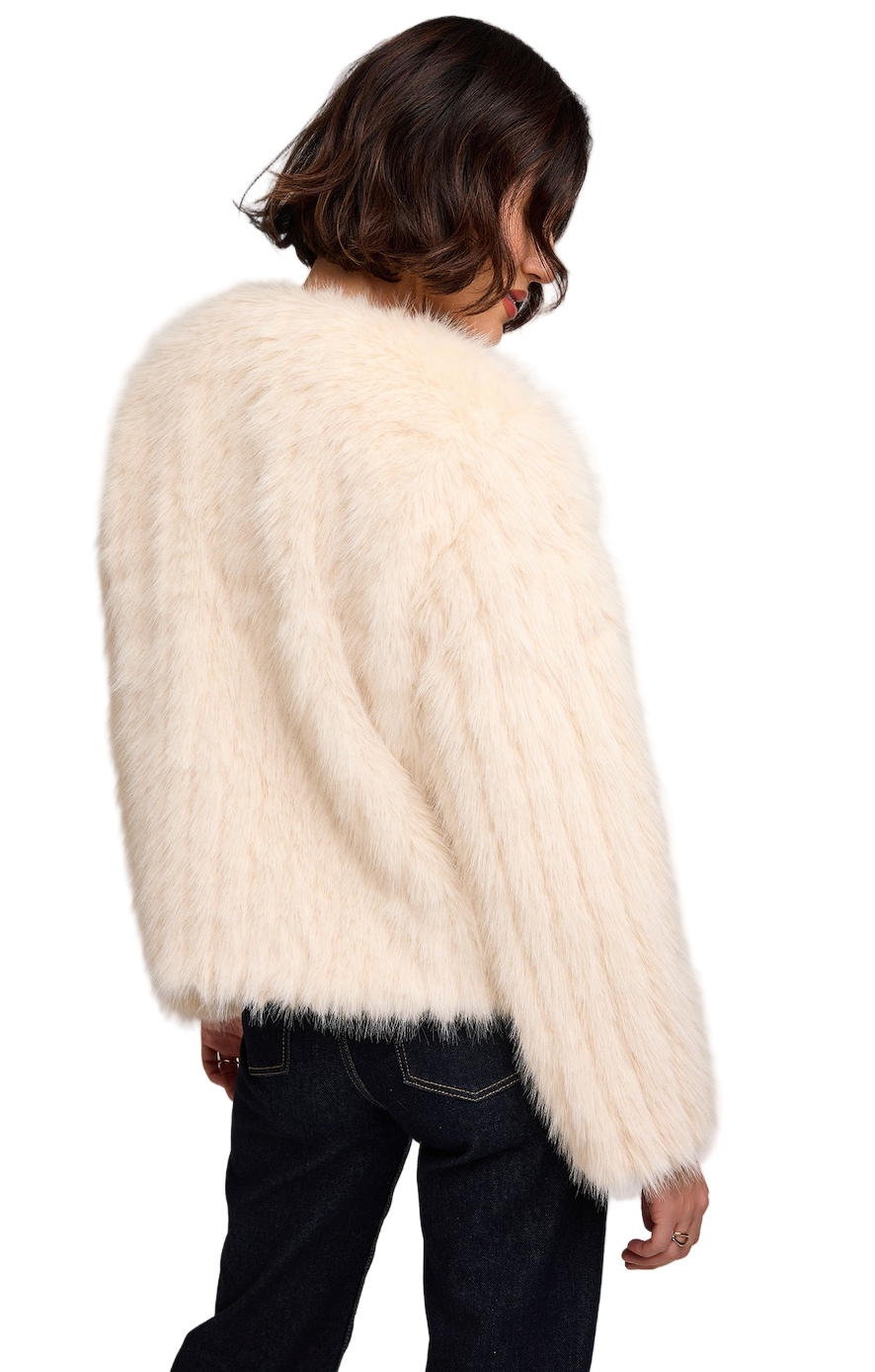 Uma Faux Fur Jacket-Bone