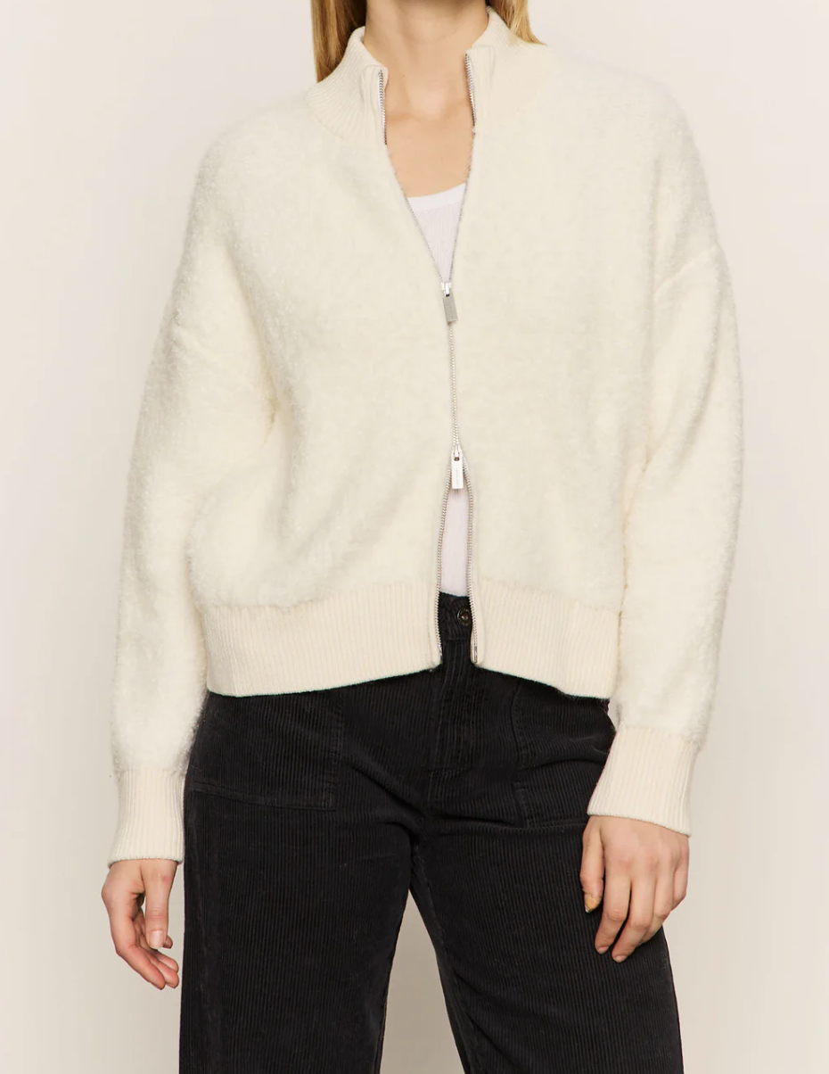 Boucle Sweater Jacket-Chalk