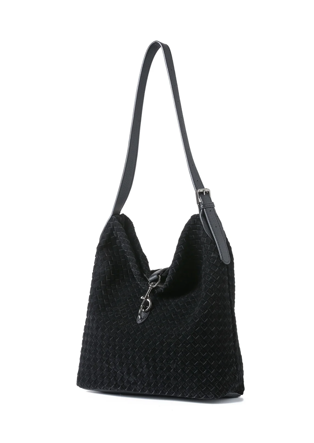 Sandy Woven Suede Bag-Black