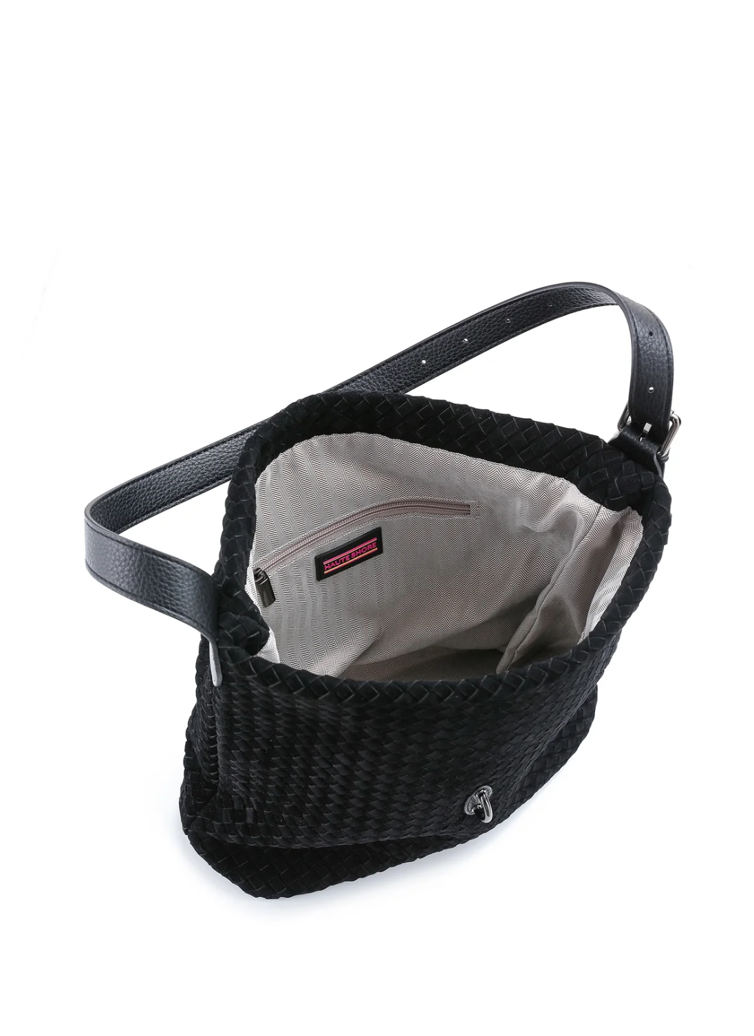 Sandy Woven Suede Bag-Black