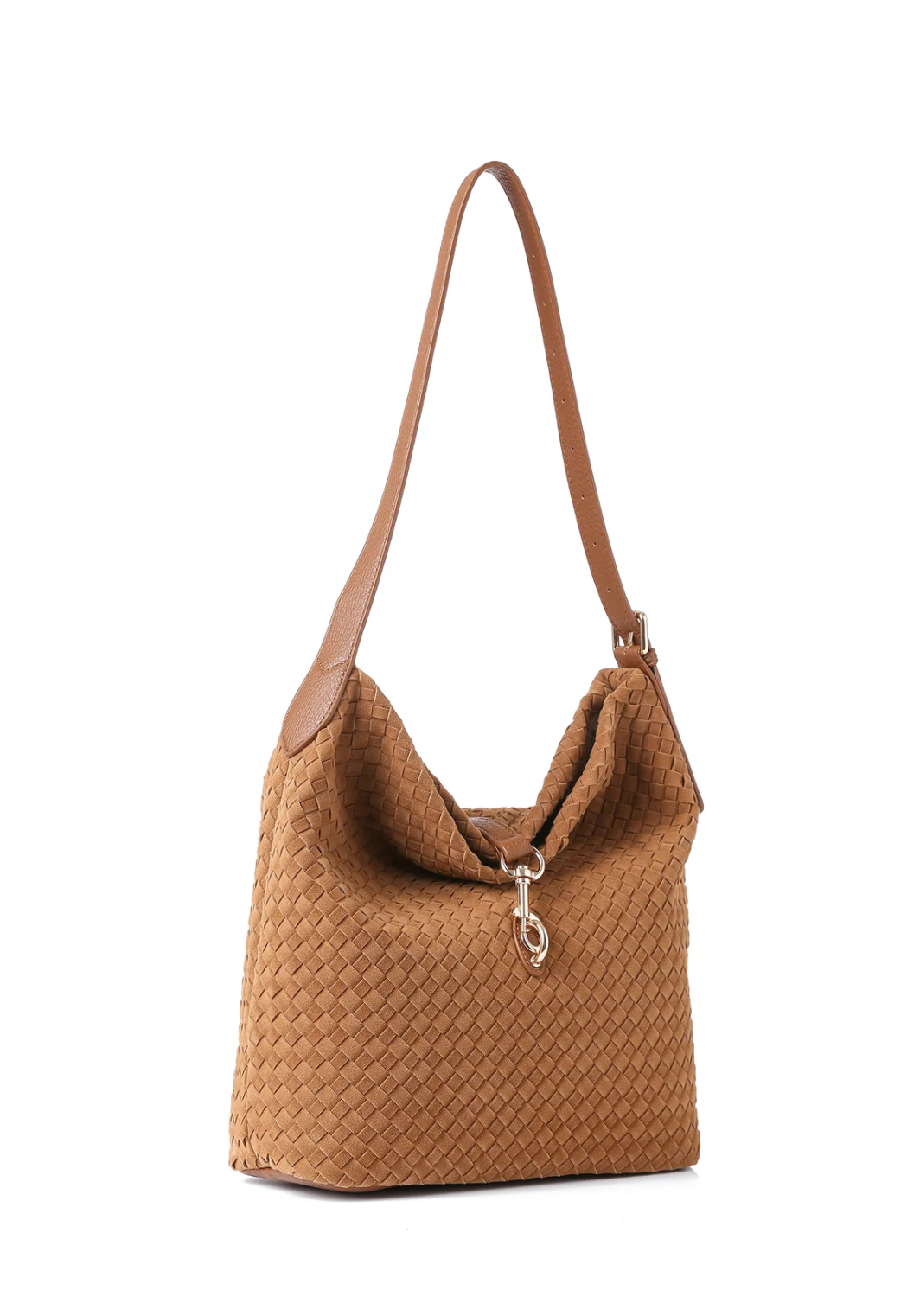 Sandy Woven Suede Bag-Saddle
