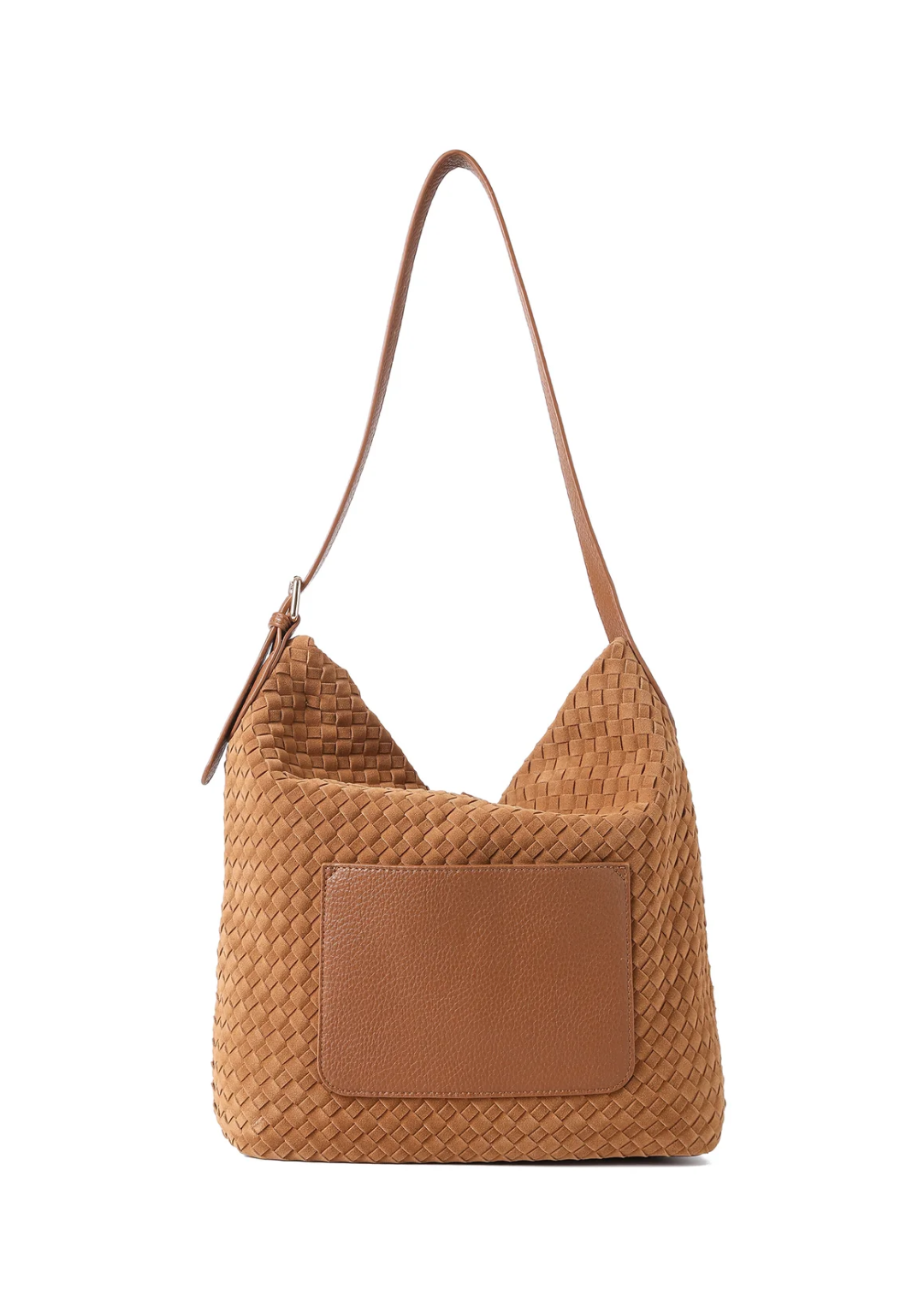Sandy Woven Suede Bag-Saddle