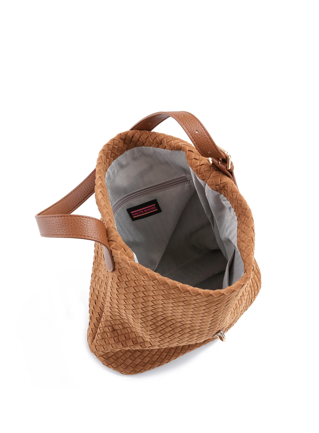Sandy Woven Suede Bag-Saddle