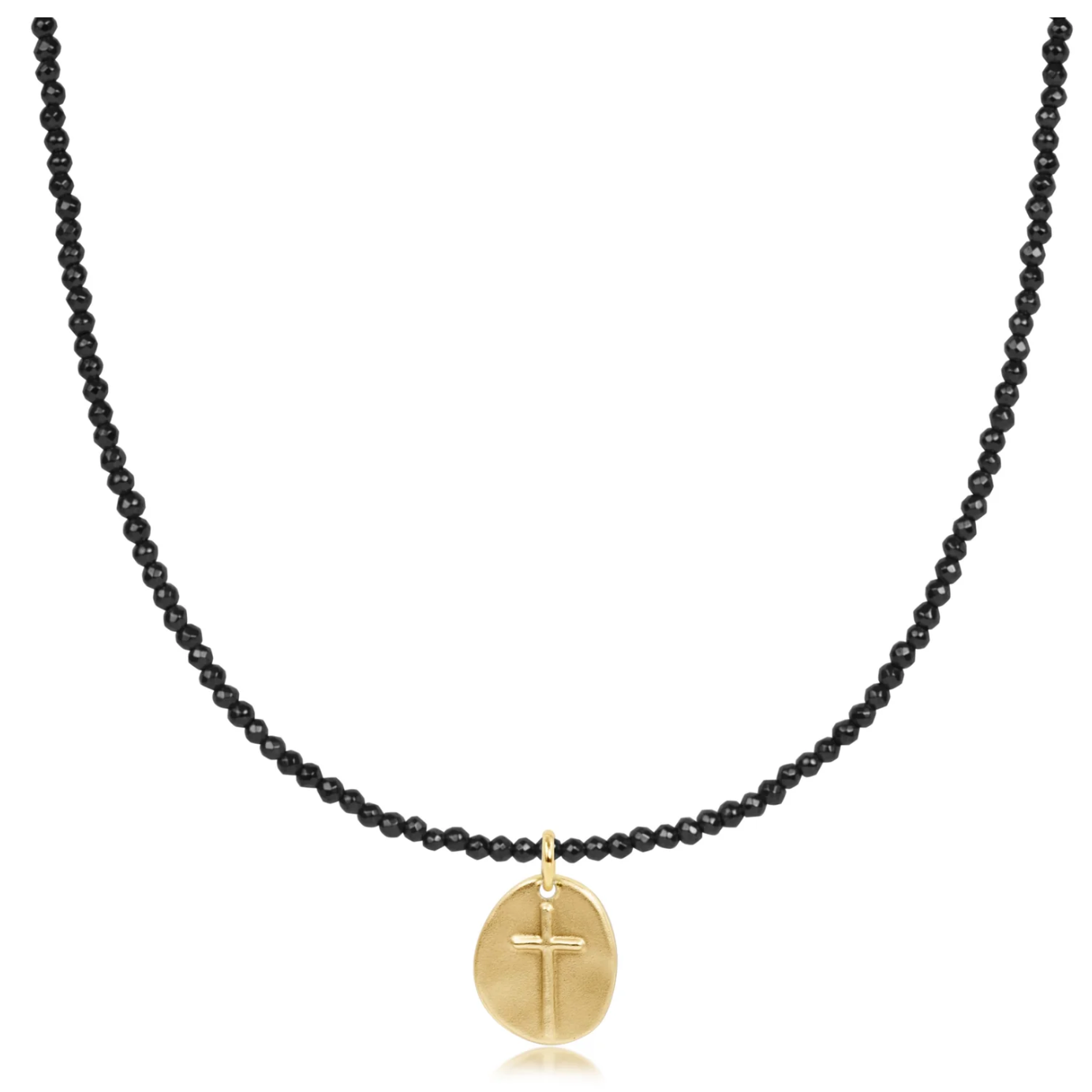 17" Choker Hematite-Inspire Gold Charm