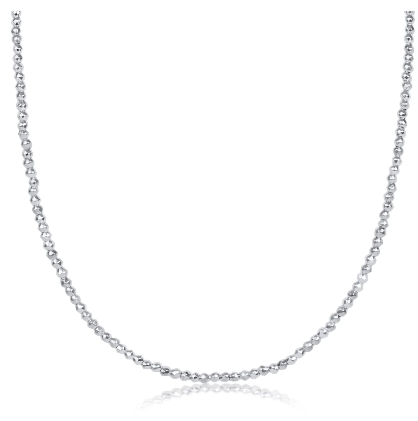 17" Choker Bright Silver Hematite 2mm Necklace