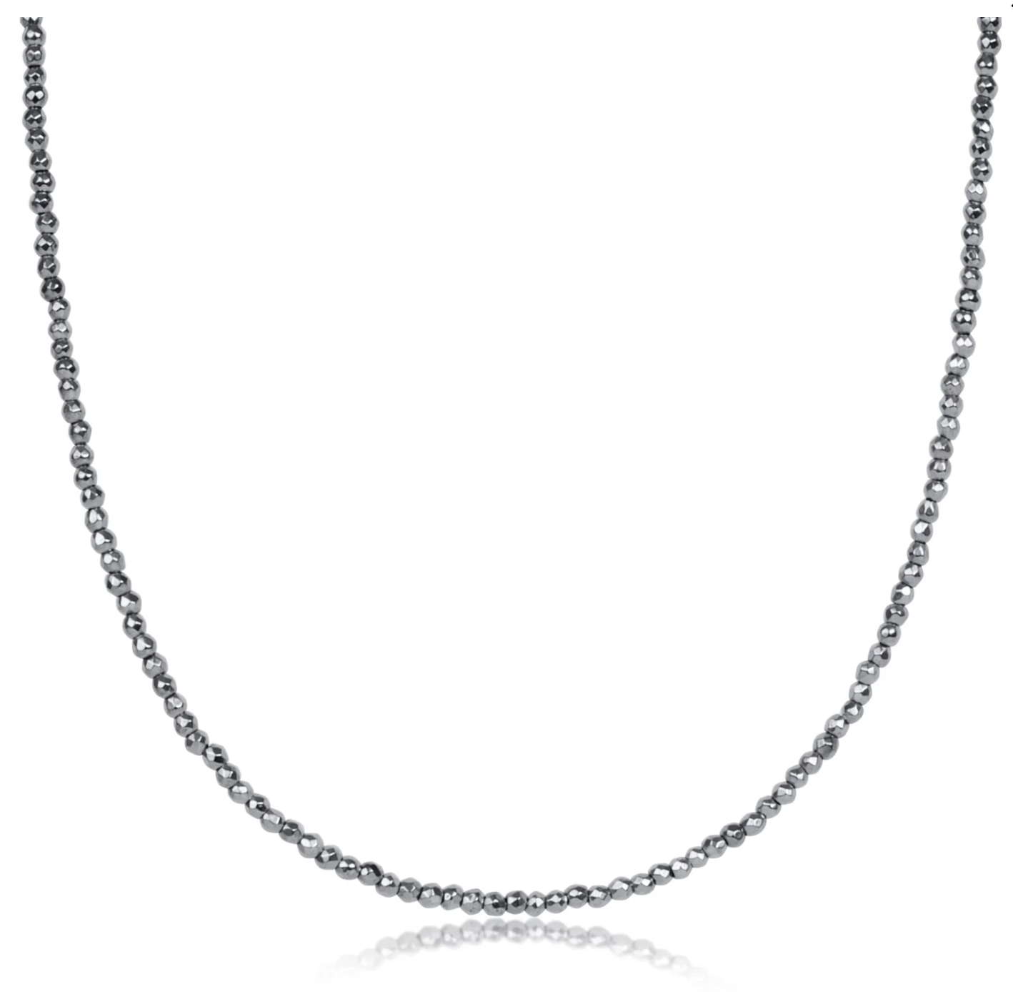 17" Choker Silver Hematite 2mm Necklace