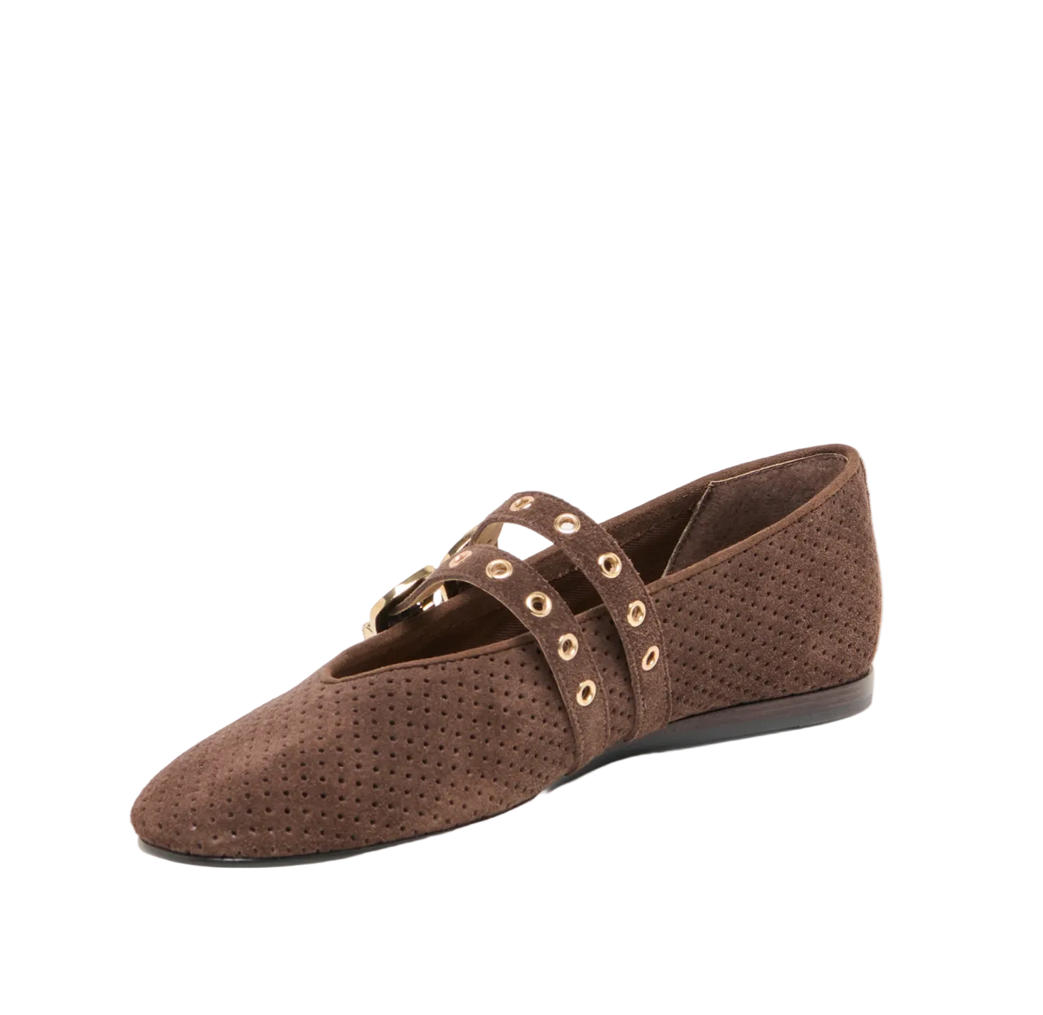 Baylee Ballet Flats-Dark Brown Suede