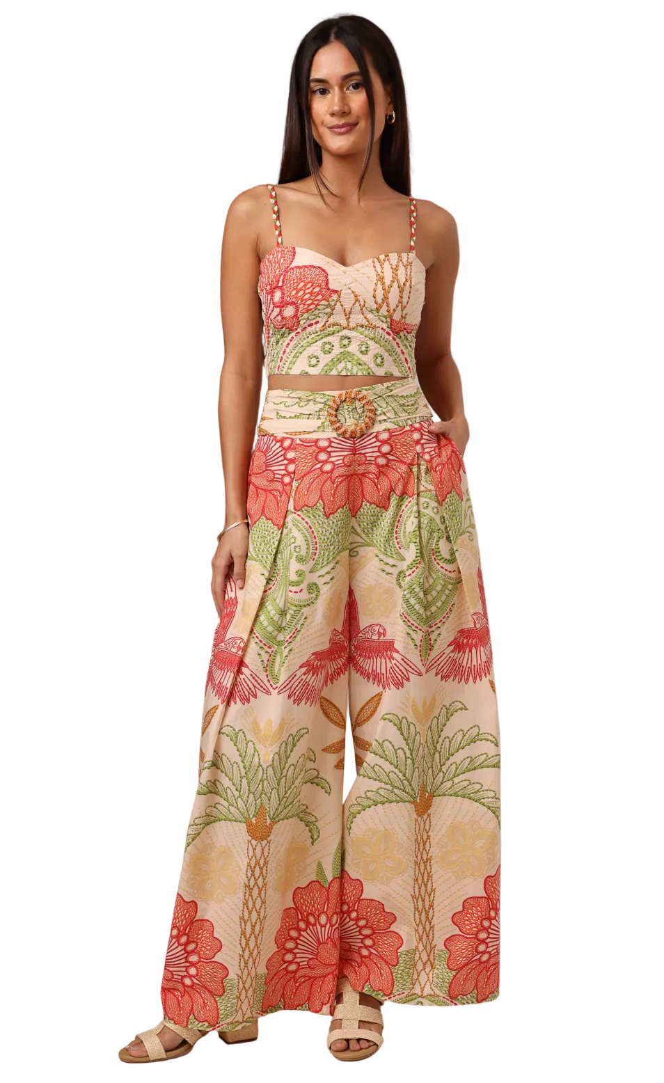 San Jose Pant-Stitchwork Hibiscus