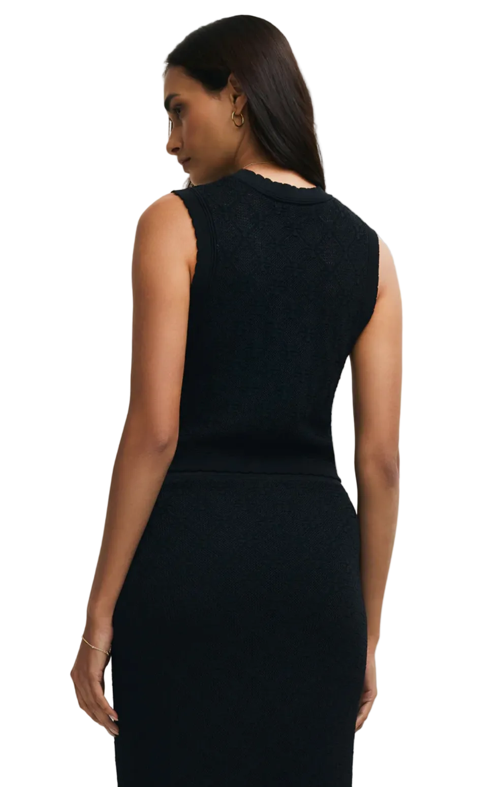 Ramona Cropped Sweater Tank-Black