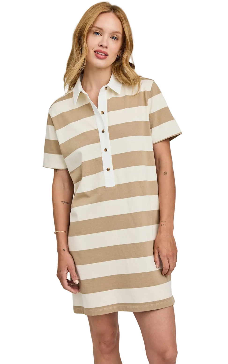 Colbie Dress-Khaki Stripe