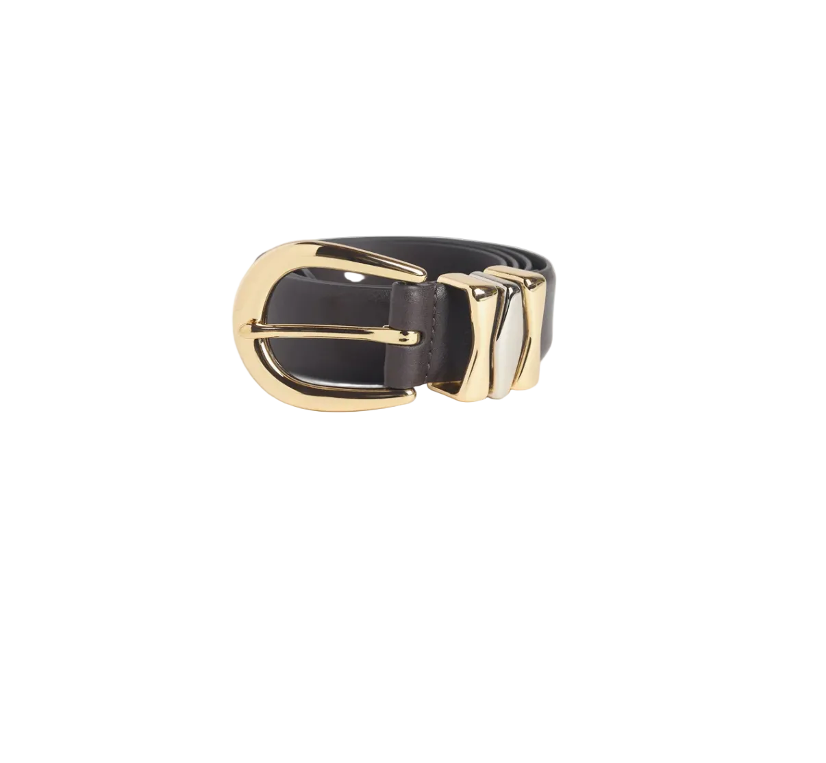 The William Split Decision Belt-Dark Brown/Gold