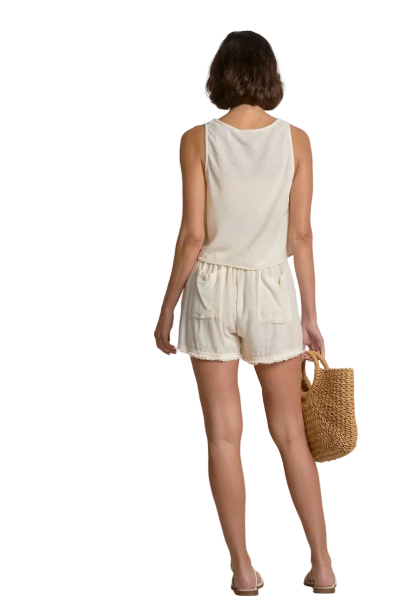 Flaired Tank Top-Cream