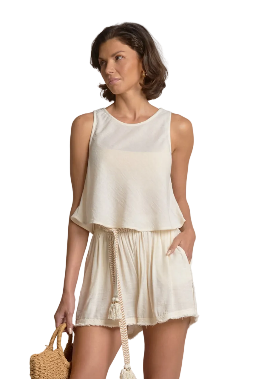 Flaired Tank Top-Cream