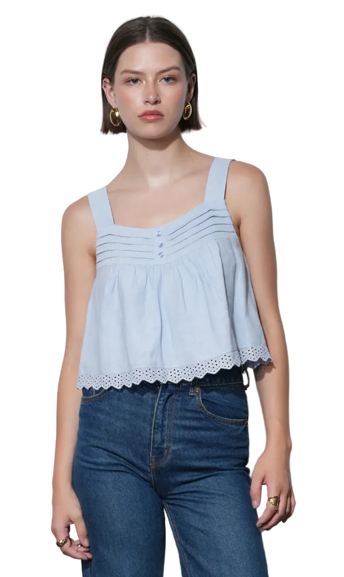 Elani Eyelet Swing Tank-Blue