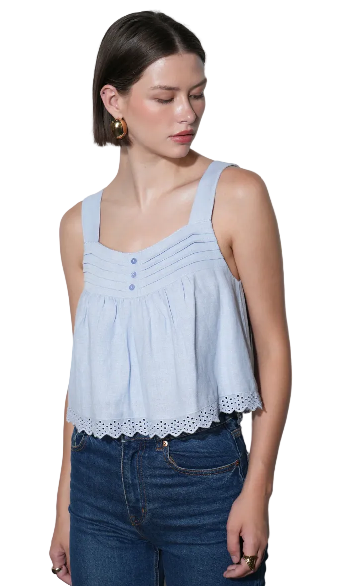 Elani Eyelet Swing Tank-Blue