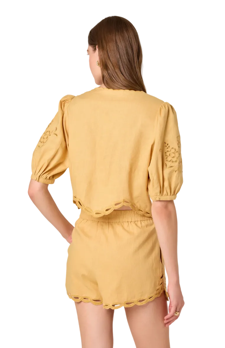 Joellyn Puff Sleeve Top-Mustard